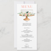 Roze Bloemen Eerste Verjaardagstaart Menu Kaart (Voorkant)