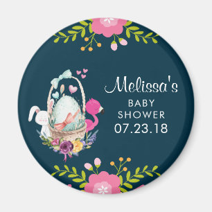 Roze bloemen, eieren, flamingo en Bunny-Baby showe Magneet