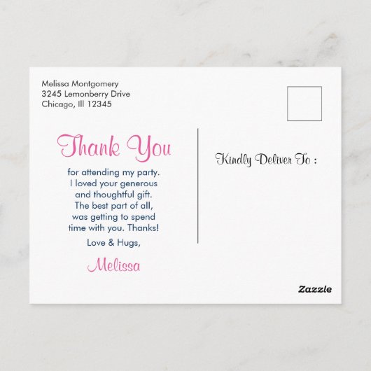 Roze bloemen, eieren, flamingo en Bunny Party Beda Briefkaart (Achterkant)