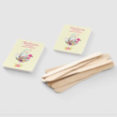 Roze bloemen, eieren, flamingo en Bunny-Waterverf Handwaaier (Niet-gemonteerd)