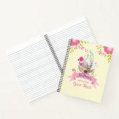 Roze bloemen, eieren, flamingo en Bunny-Waterverf Notitieboek (Binnen)