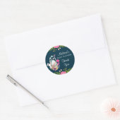 Roze bloemen, eieren, flamingo en Bunny-Waterverf Ronde Sticker (Envelop)