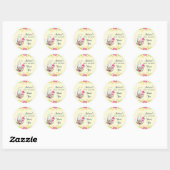 Roze bloemen, eieren, flamingo en Bunny-Waterverf Ronde Sticker (Vel)