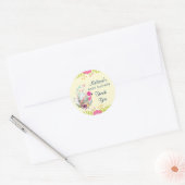 Roze bloemen, eieren, flamingo en Bunny-Waterverf Ronde Sticker (Envelop)