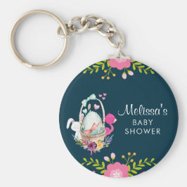 Roze bloemen, eieren, flamingo en Bunny-Waterverf Sleutelhanger