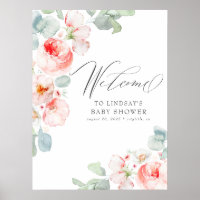 Roze bloemen Elegant Baby shower Welkomstteken