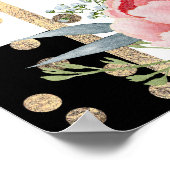 Roze bloemen Elegant Black Stripes Weddenschap Wel Poster (Hoek)