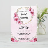 Roze bloemen Elegant Boho groen waterverven, meisj Kaart (Staand voorkant)