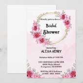 Roze bloemen Elegant Boho groen waterverven, meisj Kaart (Voorkant / Achterkant)