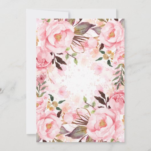 Roze Bloemen Elegant en Modern Baby shower Kaart (Achterkant)