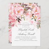 Roze Bloemen Elegant en Modern Engagement Party Kaart (Voorkant / Achterkant)