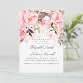 Roze Bloemen Elegant en Modern Repetitie Diner Kaart (Staand voorkant)