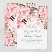 Roze Bloemen Elegant en Modern Repetitie Diner Kaart (Voorkant / Achterkant)