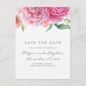 Roze bloemen Elegant en romantisch Save the Date Aankondigingskaart (Voorkant)