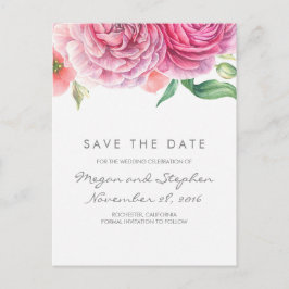 Roze bloemen Elegant en romantisch Save the Date Aankondigingskaart