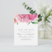 Roze bloemen Elegant en romantisch Save the Date Aankondigingskaart (Staand voorkant)