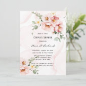 Roze Bloemen Elegant Eucalyptus Couples Douche Kaart (Staand voorkant)