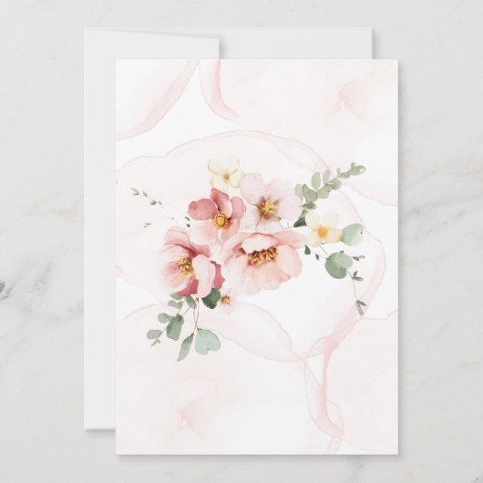 Roze Bloemen Elegant Eucalyptus Couples Douche Kaart (Achterkant)