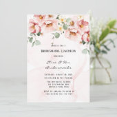 Roze Bloemen Elegant Eucalyptus Couples Douche Kaart (Staand voorkant)