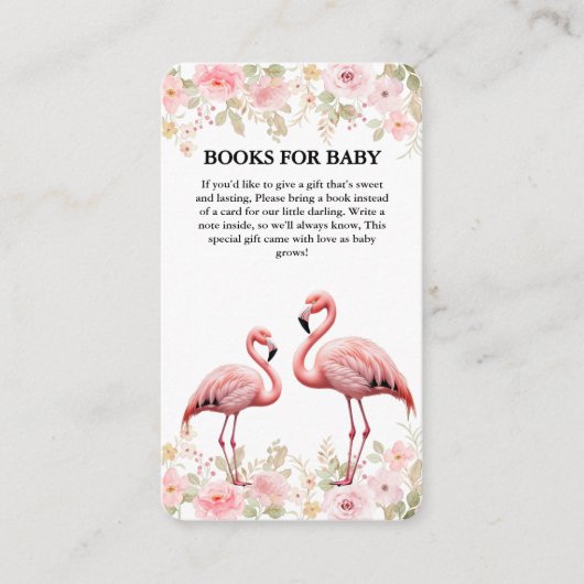 Roze Bloemen Elegant Flamingo Baby shower Informatiekaartje (Voorkant)