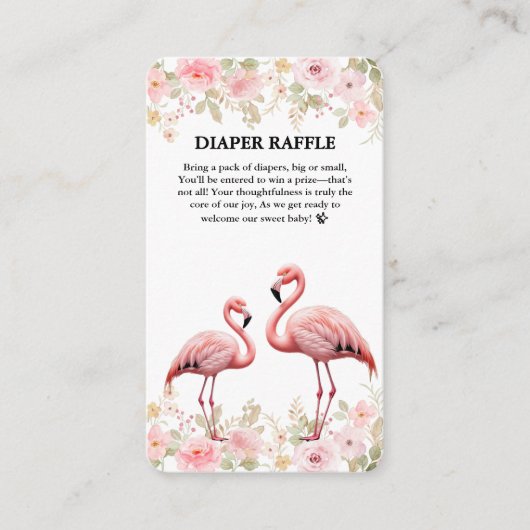 Roze Bloemen Elegant Flamingo Baby shower Informatiekaartje (Voorkant)