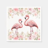 Roze Bloemen Elegant Flamingo Baby shower Servet (Voorkant)