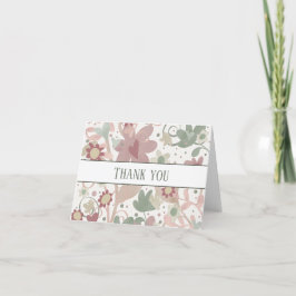 Roze Bloemen Elegant Inspirivity Bruiloft Bedankkaart