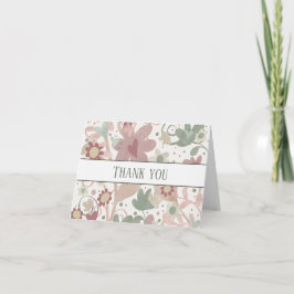 Roze Bloemen  Elegant Inspirivity Bruiloft Bedankkaart