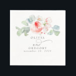 Roze bloemen Elegant Romantic Wedding Servet<br><div class="desc">Roze bloemen bruiloft papier servetten</div>