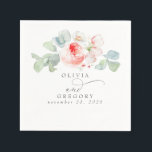 Roze bloemen Elegant Romantic Wedding Servet<br><div class="desc">Roze bloemen bruiloft papier servetten</div>