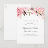 Roze Bloemen Elegant Save the Date Aankondigingskaart (Voorkant / Achterkant)