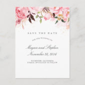 Roze Bloemen Elegant Save the Date Aankondigingskaart (Voorkant)