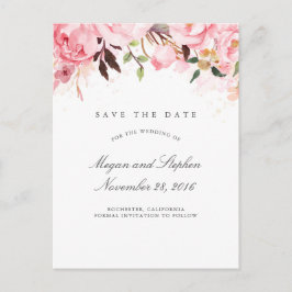 Roze Bloemen Elegant Save the Date Aankondigingskaart