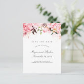 Roze Bloemen Elegant Save the Date Aankondigingskaart (Staand voorkant)