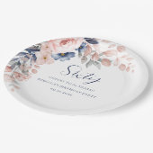 Roze Bloemen Elegant Script 60e Verjaardag Papieren Bordje (Gekanteld)