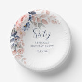 Roze Bloemen Elegant Script 60e Verjaardag Papieren Kommen (Voorkant)