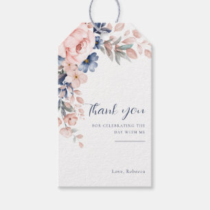 Roze Bloemen Elegant Script 60th Verjaardag Elke l Cadeaulabel