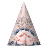 Roze Bloemen Elegant Script 60th Verjaardag Elke l Feesthoedjes (Achterkant)