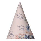 Roze Bloemen Elegant Script 60th Verjaardag Elke l Feesthoedjes (Rechts)