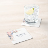 Roze Bloemen Elegant Script 60th Verjaardag Elke l Kartonnen Onderzetters (Insitu)