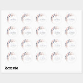 Roze Bloemen Elegant Script 60th Verjaardag Elke l Ronde Sticker (Vel)