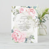  Roze Bloemen Elegant Verlovingsfeest Kaart (Staand voorkant)