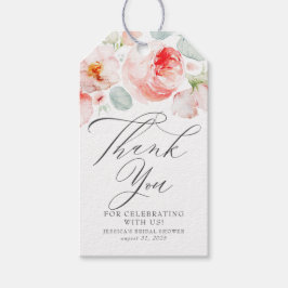 Roze bloemen Elegant Vrijgezellenfeest Dank je wel Cadeaulabel