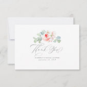 Roze Bloemen Elegante Bruidsuitnodiging Bedankt (Voorkant)