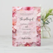 Roze bloemen elegante bruiloft kaart (Staand voorkant)