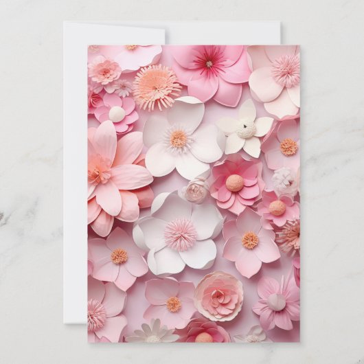 Roze bloemen elegante bruiloft kaart (Achterkant)