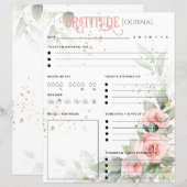 Roze Bloemen Elegante Dankbaarheid Tijdschrift Pap (Voorkant / Achterkant)