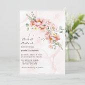 Roze Bloemen Elegante Eucalyptus Bruiloft Kaart (Staand voorkant)