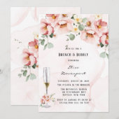 Roze Bloemen Elegante Eucalyptus Brunch & Bubbly Kaart (Voorkant / Achterkant)