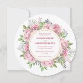 Roze Bloemen Elegante Huwelijksuitnodiging Kaart (Voorkant)